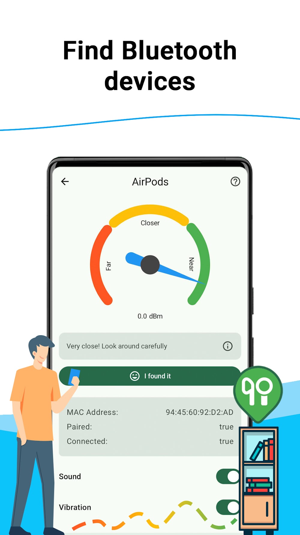 Find My Phone screenshot showing Bluetooth device finder