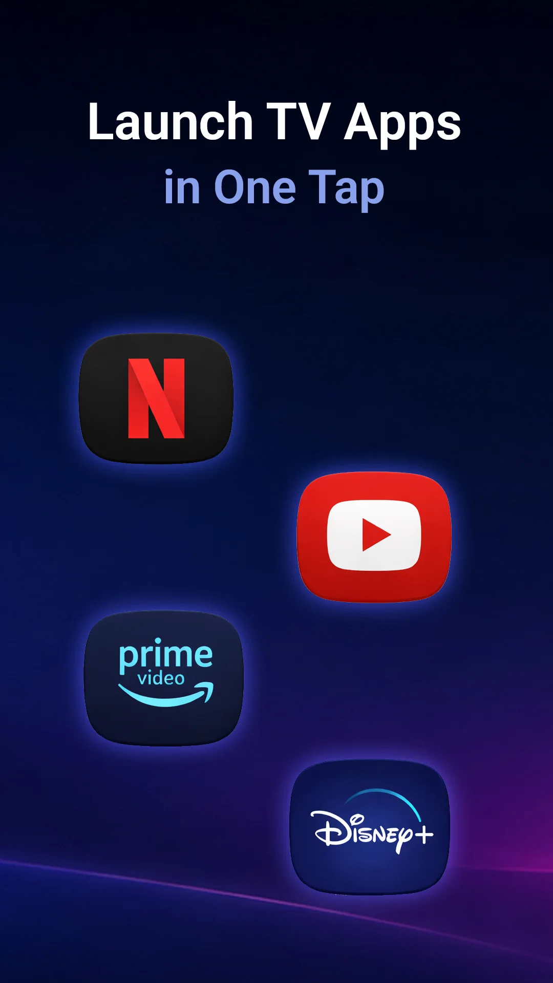 Snímek obrazovky aplikace Ovladač pro Samsung TV se spouštěním TV aplikací