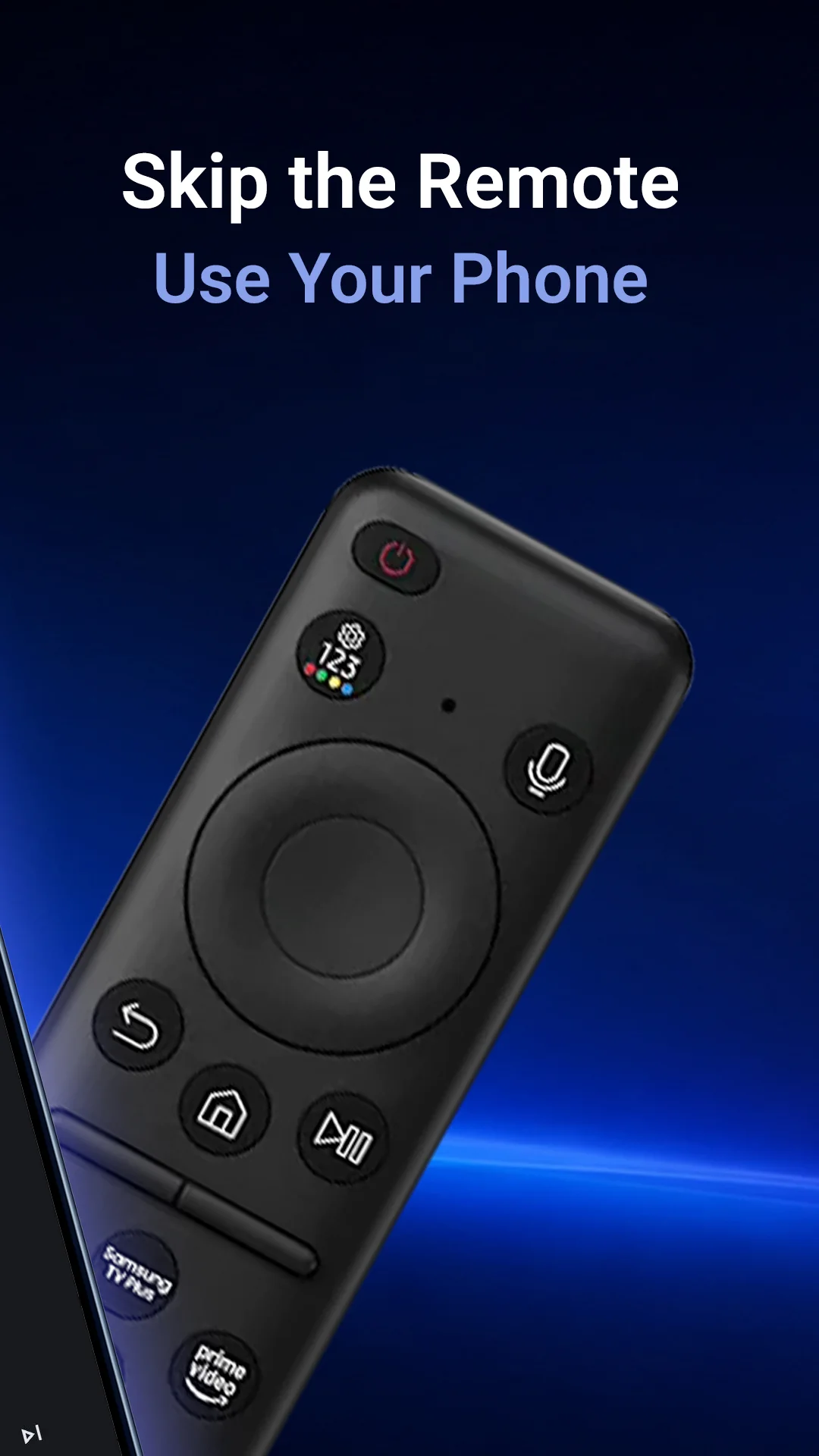 Snímek obrazovky aplikace Ovladač pro Samsung TV s ovladačem v telefonu