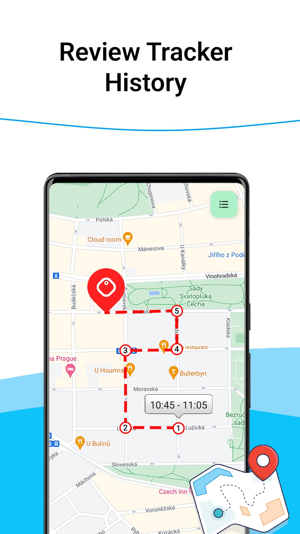 AirTag Tracker: Scan & Detect screenshot showing map history
