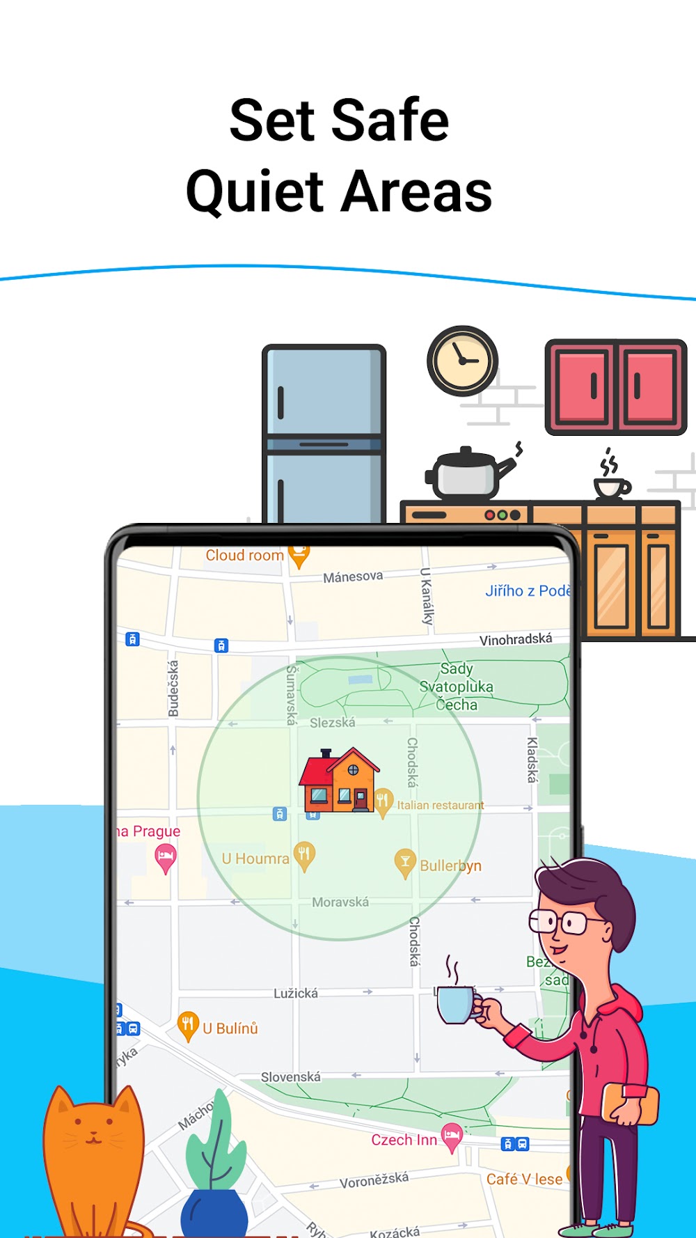 AirTag Tracker: Scan & Detect screenshot showing safe zones