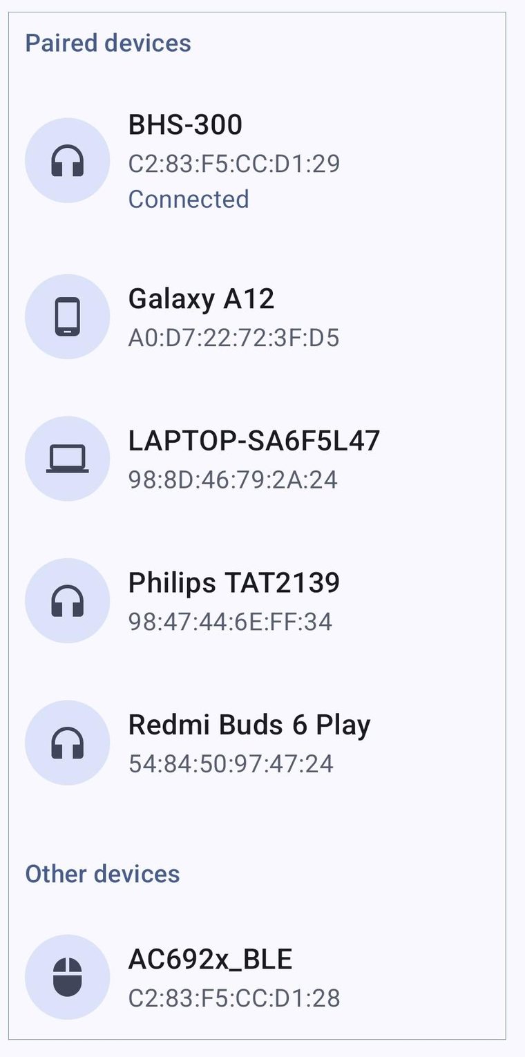Find My Bluetooth Device showing paired and nearby Bluetooth devices first