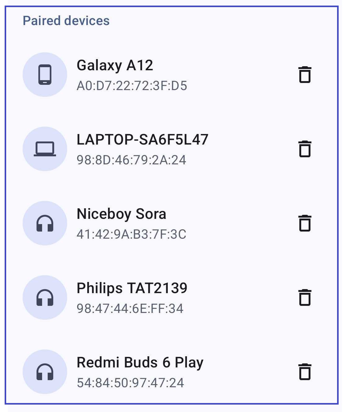 Aplikace Find My Phone zobrazuje spárovaná zařízení v jednom seznamu